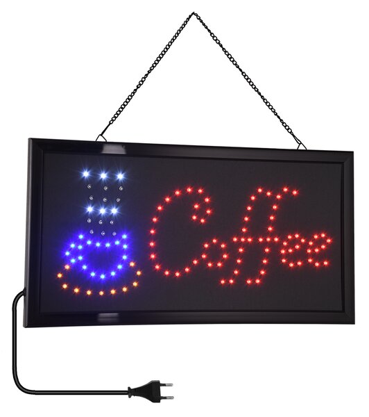 GloboStar® 75686 Φωτιστικό Ταμπέλα LED Σήμανσης COFFEE με Πρίζα AC 230V Μ48xΠ25xΥ2cm