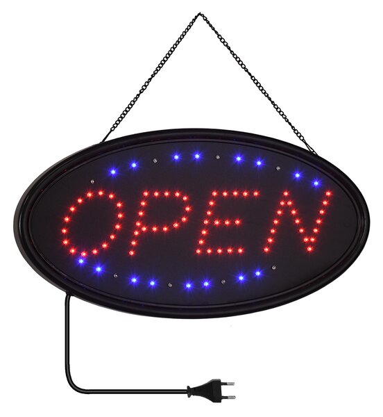 GloboStar® 75683 Φωτιστικό Ταμπέλα LED Σήμανσης OPEN με Πρίζα AC 230V Μ47.5xΠ24.5xΥ2.5cm