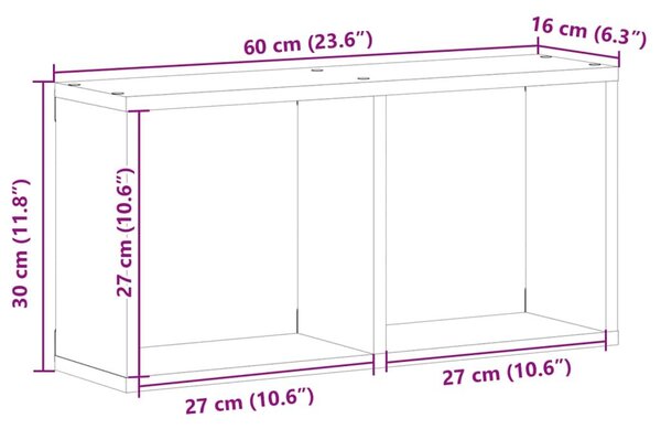 Ντουλάπι Τοίχου Γκρι Σκυρ. 60x16x30 εκ. από Επεξεργασμένο Ξύλο - Γκρι