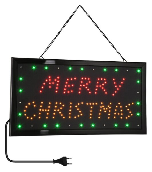 GloboStar® 75695 Φωτιστικό Ταμπέλα LED Σήμανσης MERRY CHRISTMAS με Πρίζα AC 230V Μ48xΠ25xΥ2cm