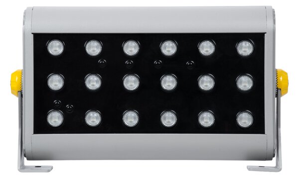 GloboStar® FLOOD-HENA 90642 Προβολέας Wall Washer για Φωτισμό Κτιρίων LED 36W 3600lm 30° DC 24V Αδιάβροχο IP65 Μ30 x Π6 x Υ17cm Πολύχρωμο RGB DMX512 - Ασημί - 3 Years Warranty