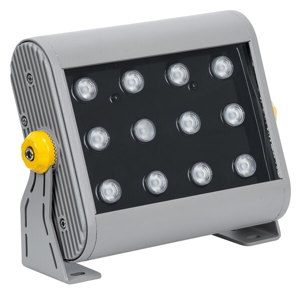 GloboStar® FLOOD-HENA 90641 Προβολέας Wall Washer για Φωτισμό Κτιρίων LED 24W 2400lm 30° DC 24V Αδιάβροχο IP65 Μ22.5 x Π6 x Υ16.5cm Πολύχρωμο RGB DMX512 - Ασημί - 3 Years Warranty