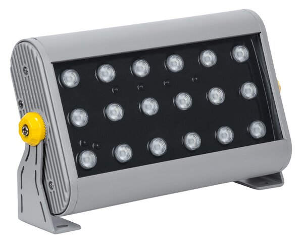 GloboStar® FLOOD-HENA 90642 Προβολέας Wall Washer για Φωτισμό Κτιρίων LED 36W 3600lm 30° DC 24V Αδιάβροχο IP65 Μ30 x Π6 x Υ17cm Πολύχρωμο RGB DMX512 - Ασημί - 3 Years Warranty