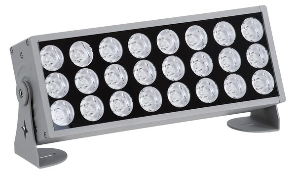 GloboStar® FLOOD-ZENA 90219 Προβολέας Wall Washer για Φωτισμό Κτιρίων LED 60W 5400lm 3° DC 24V Αδιάβροχο IP65 L37 x W9 x H26.5cm Θερμό Λευκό 2700K - Ασημί - 3 Years Warranty