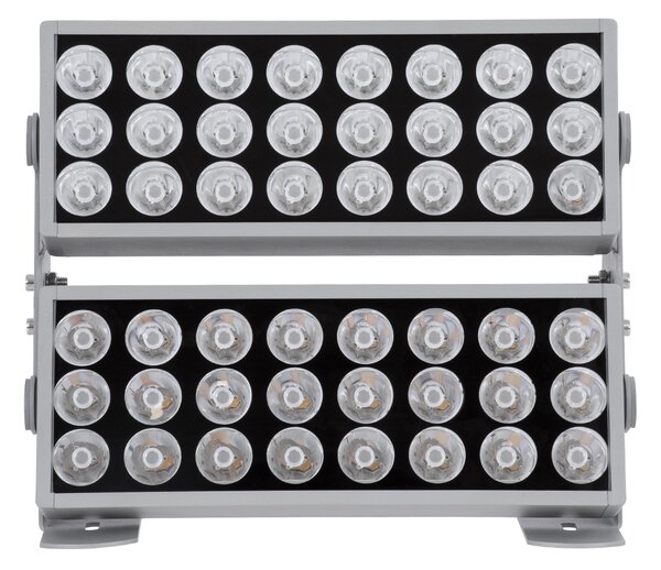 GloboStar® FLOOD-ZENA 90220 Προβολέας Wall Washer για Φωτισμό Κτιρίων LED 120W 10800lm 3° DC 24V Αδιάβροχο IP65 L38 x W30.5 x H24cm Θερμό Λευκό 2700K - Ασημί - 3 Years Warranty