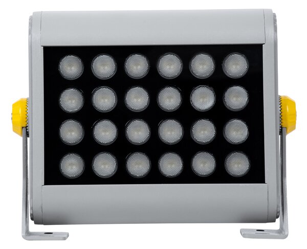 GloboStar® FLOOD-HENA 90638 Προβολέας Wall Washer για Φωτισμό Κτιρίων LED 24W 2160lm 30° AC 220-240V Αδιάβροχο IP65 Μ22.5 x Π6 x Υ16.5cm Θερμό Λευκό 3000K - Ασημί - 3 Years Warranty