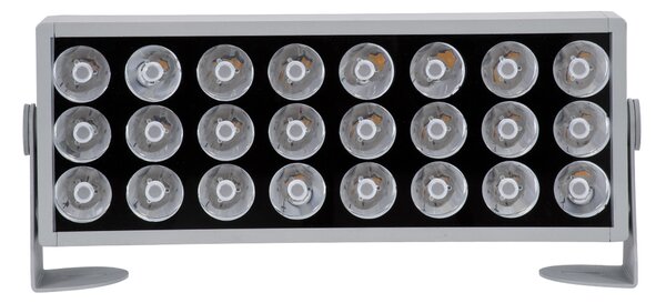 GloboStar® FLOOD-ZENA 90219 Προβολέας Wall Washer για Φωτισμό Κτιρίων LED 60W 5400lm 3° DC 24V Αδιάβροχο IP65 L37 x W9 x H26.5cm Θερμό Λευκό 2700K - Ασημί - 3 Years Warranty