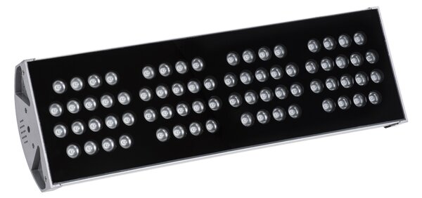 GloboStar® FLOOD-TENA 90226 Προβολέας Wall Washer για Φωτισμό Κτιρίων LED 144W 12240lm 10° DC 24V Αδιάβροχο IP65 L57 x W18 x H19.5cm RGBW DMX512 - Ασημί - 3 Years Warranty