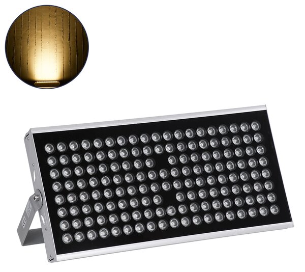 GloboStar® FLOOD-TENA 90223 Προβολέας Wall Washer για Φωτισμό Κτιρίων LED 150W 13500lm 10° DC 24V Αδιάβροχο IP65 L43.5 x W15.5 x H18cm Θερμό Λευκό 2700K - Ασημί - 3 Years Warranty