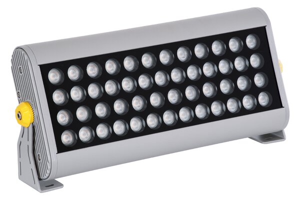 GloboStar® FLOOD-HENA 90446 Προβολέας Wall Washer για Φωτισμό Κτιρίων LED 48W 4080lm 30° AC 220-240V Αδιάβροχο IP67 Μ39 x Π6 x Υ17cm Αρχιτεκτονικό Πορτοκαλί 2200K - Ασημί - 3 Years Warranty