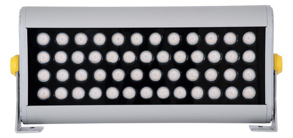 GloboStar® FLOOD-HENA 90446 Προβολέας Wall Washer για Φωτισμό Κτιρίων LED 48W 4080lm 30° AC 220-240V Αδιάβροχο IP67 Μ39 x Π6 x Υ17cm Αρχιτεκτονικό Πορτοκαλί 2200K - Ασημί - 3 Years Warranty