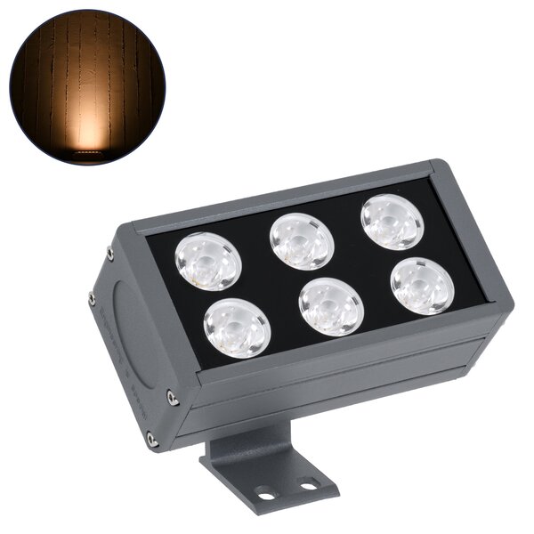 GloboStar® FLOOD-DANY 90374 Προβολέας Wall Washer για Φωτισμό Κτιρίων LED 24W 2040lm 5° DC 24V Αδιάβροχο IP65 L16 x W9.5 x H7.5cm Αρχιτεκτονικό Πορτοκαλί 2200K - Γκρι Ανθρακί - 3 Years Warranty