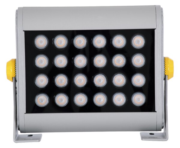 GloboStar® FLOOD-HENA 90444 Προβολέας Wall Washer για Φωτισμό Κτιρίων LED 24W 2040lm 30° AC 220-240V Αδιάβροχο IP67 Μ22.5 x Π6 x Υ16.5cm Αρχιτεκτονικό Πορτοκαλί 2200K - Ασημί - 3 Years Warranty