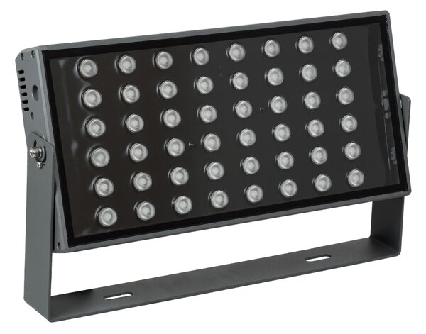 GloboStar® FLOOD-ZANA 90559 Προβολέας Wall Washer για Φωτισμό Κτιρίων LED 100W 8500lm 30° DC 24V Αδιάβροχο IP65 Μ45.5 x Π28 x Υ10cm RGBW DMX512 - Γκρι Ανθρακί - 3 Years Warranty