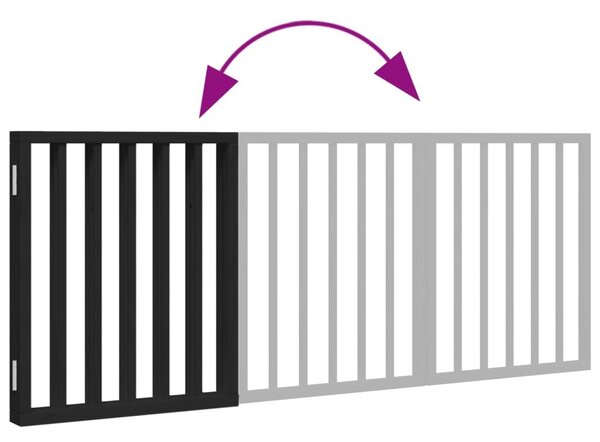 Διαχωριστικό Σκύλων Πτυσσόμενο 3 Πάνελ Μαύρο 150 εκ Ξύλο Λεύκας - Μαύρο