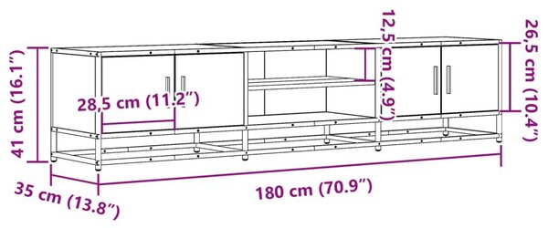 Έπιπλο Τηλεόρασης Μαύρο 180x35x41 εκ. Επεξεργασμένο Ξύλο - Μαύρο