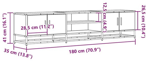 Έπιπλο Τηλεόρασης Sonoma Δρυς 180x35x41 εκ. Επεξ. Ξύλο - Καφέ