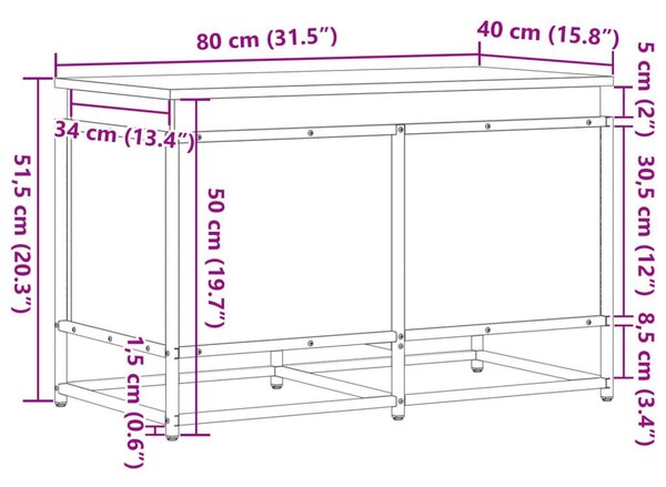 Κουτί Αποθήκευσης με Καπάκι Δρυς 80x40x51,5 εκ. Επεξ. Ξύλο - Καφέ