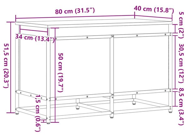 Κουτί Αποθήκευσης με Καπάκι Μαύρο 80x40x51,5 εκ. Επεξ. Ξύλο - Μαύρο