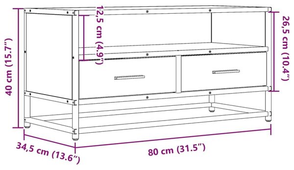 Έπιπλο Τηλεόρασης Καφέ Δρυς 80x34,5x40εκ Επεξ. Ξύλο/Μέταλλο - Καφέ