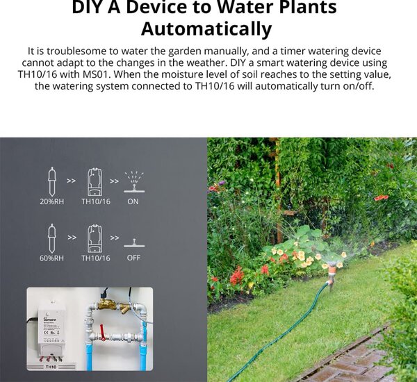 GloboStar® 80059 SONOFF MS01 - Smart Soil Moisture Sensor TH Sensor for TH10 & TH16 Models