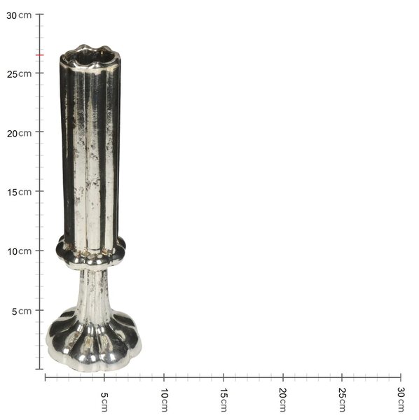 Βάζο ArteLibre Φλάουτο Χειροποίητο Ασημί Γυαλί 9x9x26.5cm