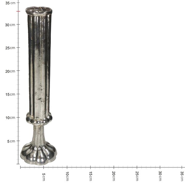 Βάζο ArteLibre Φλάουτο Χειροποίητο Ασημί Γυαλί 8.5x8.5x33cm