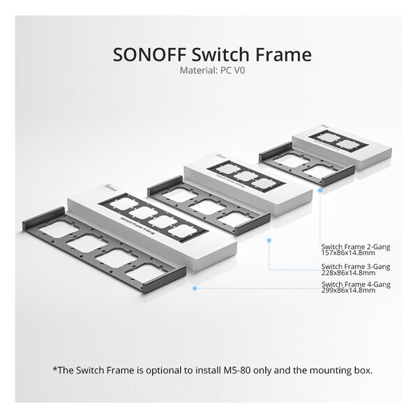 GloboStar® 80085 SONOFF SwitchMan M5-80 Wall Frame 3 Way - L22.8 X W8.6 X H1.48CM