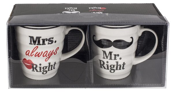 Κούπα 'Mr. Right' & 'Mrs. Always Right' Λευκό Πορσελάνη 10x9cm Σετ 2Τμχ