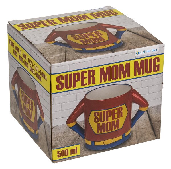 Κούπα 'Super Mom' 500ml Κόκκινο/Μπλε Κεραμικό 18x11cm