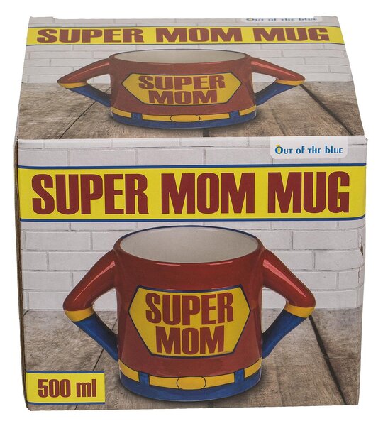 Κούπα 'Super Mom' 500ml Κόκκινο/Μπλε Κεραμικό 18x11cm