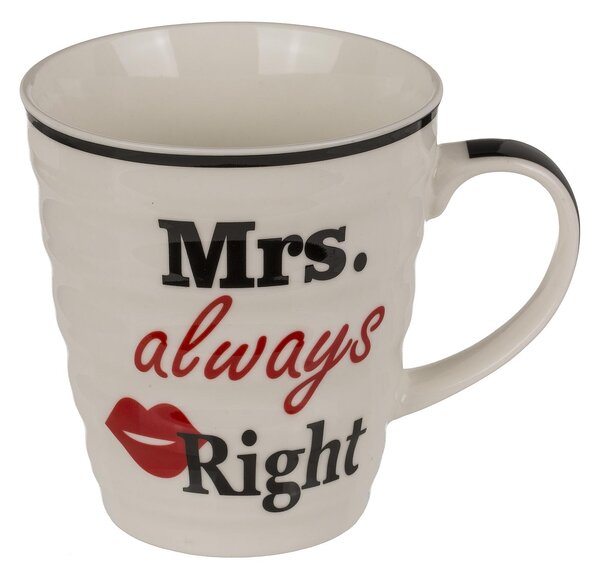 Κούπα 'Mr. Right' & 'Mrs. Always Right' Λευκό Πορσελάνη 10x9cm Σετ 2Τμχ