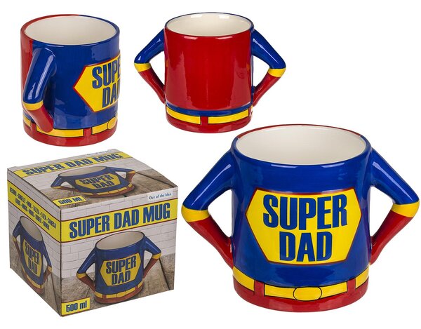 Κούπα 'Super Dad' 500ml Κόκκινο/Μπλε Κεραμικό 18x11cm