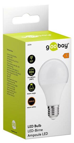 GOOBAY LED λάμπα bulb 65378, E27, 8.5W, 3000K, 806lm