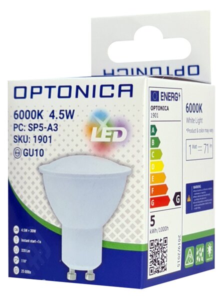 OPTONICA LED λάμπα spot 1901, 4.5W, 6000K, GU10, 320lm