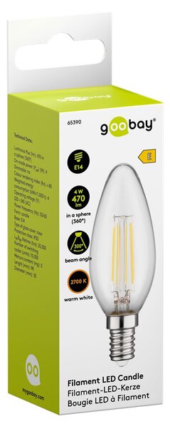 GOOBAY LED λάμπα candle 65390, E14, Filament, 4W, 2700K, 470lm