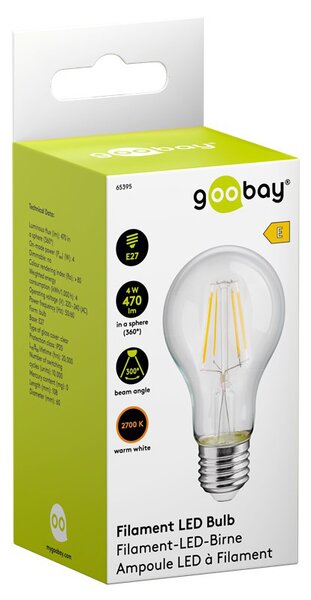 GOOBAY LED λάμπα bulb 65395, E27, Filament, 4W, 2700K, 470lm