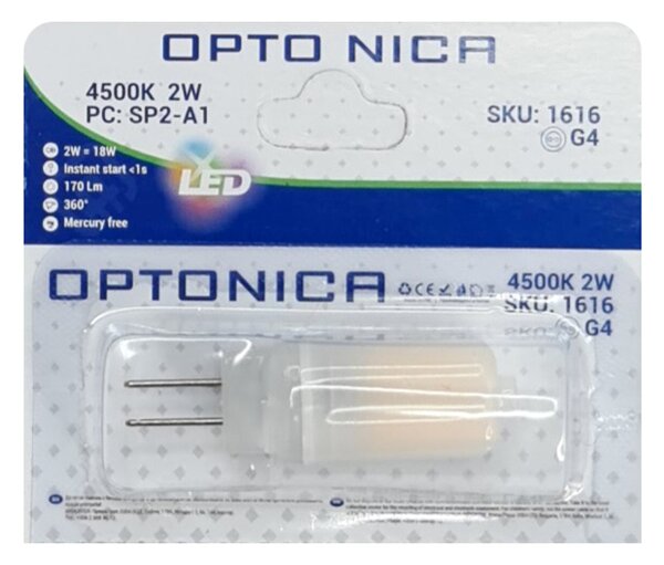 OPTONICA LED λάμπα 1616, 2W, 4500K, 170lm, G4