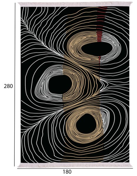ΧΑΛΙ ΣΑΛΟΝΙΟΥ ME ΚΡΟΣΙΑ FB97723.27 ΜΑΥΡΟ - ΧΡΥΣΟ - ΓΚΡΙ 180X280 εκ