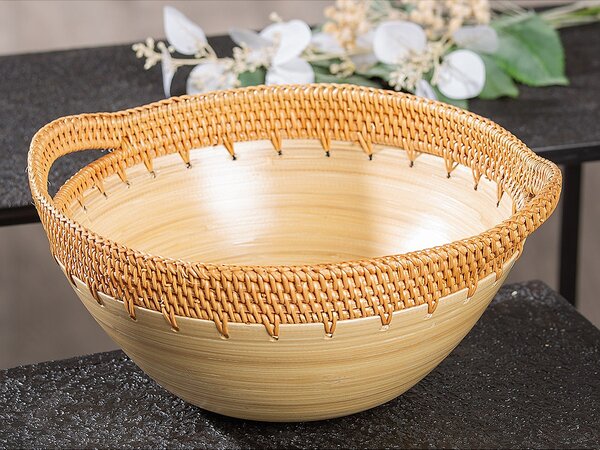 Μπολ ArteLibre Εκρού Μπαμπού/Rattan 34.5x30x15cm