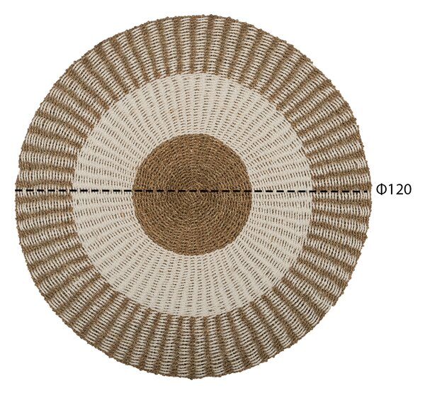 ΧΑΛΙ ΣΤΡΟΓΓΥΛΟ FB97840 ΑΠΟ ΦΥΣΙΚΕΣ ΙΝΕΣ SEAGRASS ΛΕΥΚΟ-ΦΥΣΙΚΟ Φ120εκ