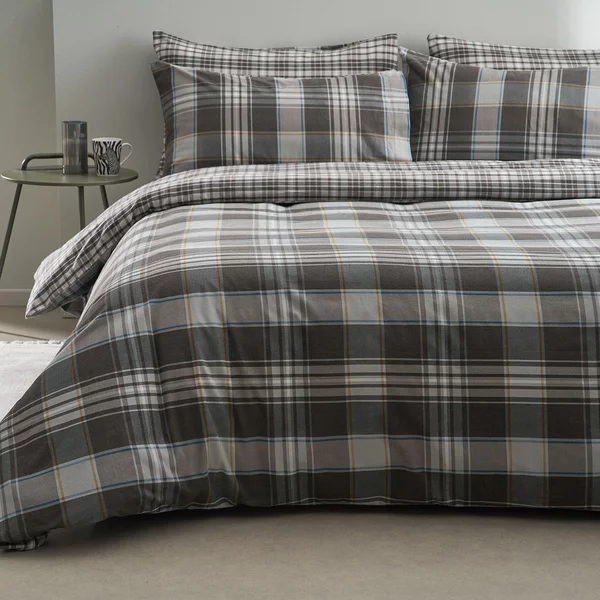 Φανελένια Σεντόνια Μονά (Σετ) Vesta Flannel Oslo 1 Γκρι ΜΕ ΛΑΣΤΙΧΟ 100x200+40