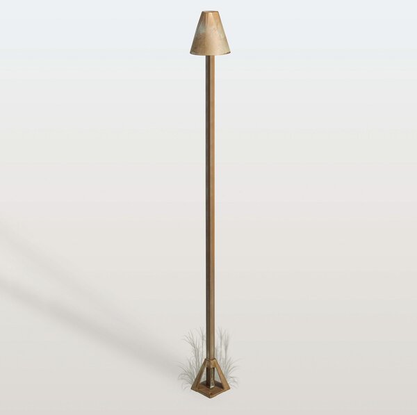 Moretti Luce Φωτιστικό διαδρόμου LED Silva Disk, ύψος 100 εκ., ορείχαλκος αντίκα, IP65, Μπρούτζινο / Αντικέ ορείχαλκου, Ορείχαλκος, Εξοχική κατοικία / Ρουστίκ