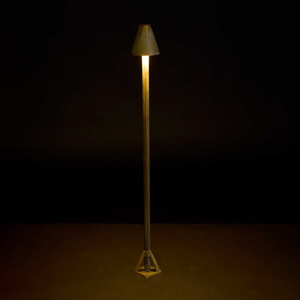 Moretti Luce Φωτιστικό διαδρόμου LED Silva Disk, ύψος 80 εκ., χρώμα παλαιωμένου ορείχαλκου,, Μπρούτζινο / Αντικέ ορείχαλκου, Ορείχαλκος, Εξοχική κατοικία / Ρουστίκ