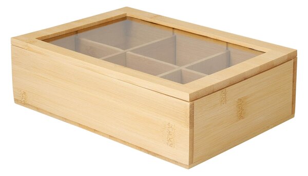 Ξύλινο Κουτί Αποθήκευσης για τσάι Excellent Houseware με 6 θέσεις και διαστάσεις 24x16x7cm