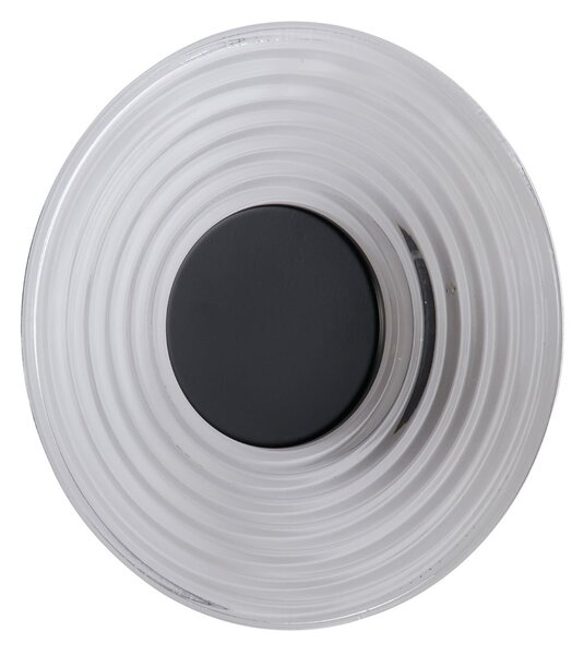 Searchlight LED απλίκα Cleo, διαφανής/μαύρη ματ, Ø 30 cm, γυαλί, ρυθμιζόμενος, Διαφανές, Σαλόνι / τραπεζαρία, Γυαλί, σύγχρονο