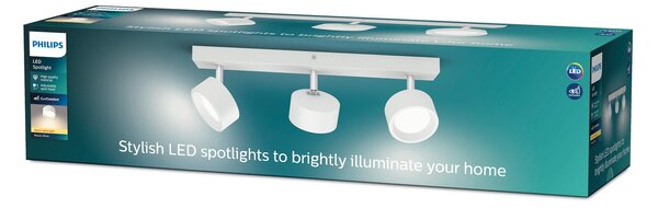 Philips Bracia LED σποτ οροφής με τρεις λάμπες, λευκό, Λευκό, Σαλόνι / τραπεζαρία, Μέταλλο, σύγχρονο