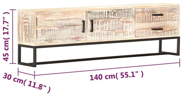 Έπιπλο Τηλεόρασης Λευκό 140 x 30 x 45 εκ. Μασίφ Ξύλο Ακακίας - Λευκό