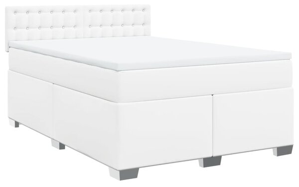 VidaXL Κρεβάτι Boxspring με Στρώμα Λευκό 160x200εκ.από Συνθετικό Δέρμα