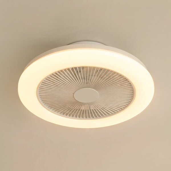 Lindby Ανεμιστήρας οροφής LED Vedin, λευκός, DC, Ø 45 cm, RGBW, ρυθμιζόμενος, Λευκό, Σαλόνι / τραπεζαρία, Πλαστικό, σύγχρονο